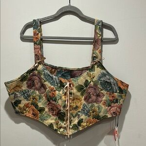 Cider Floral Lace Up Corset NWT - Great for Renaissance or Fantasy!